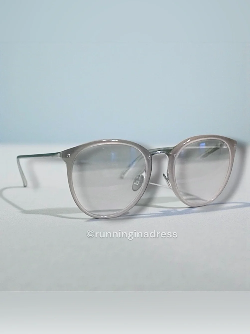 LINDA FARROW Calthorpe Oval Optical Glasses NWT Milky Grey White Gold Titanium